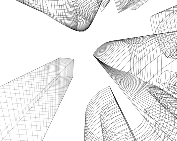 Linhas Abstratas Desenho Conceito Arte Arquitetônica Formas Geométricas Mínimas — Vetor de Stock