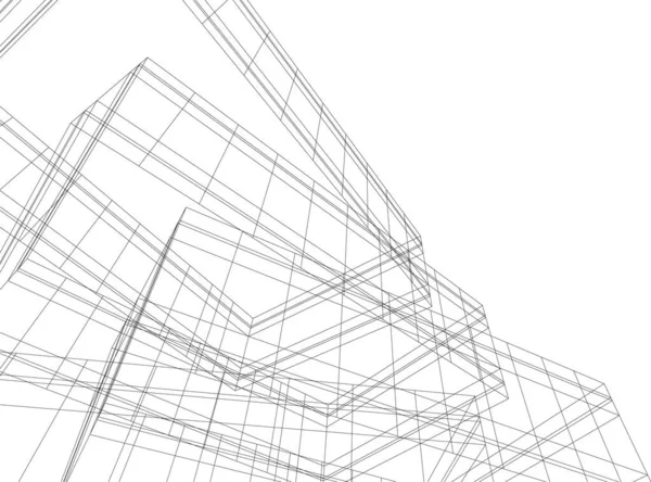 Abstrakte Zeichnungslinien Architektonischen Kunstkonzept Minimale Geometrische Formen — Stockvektor