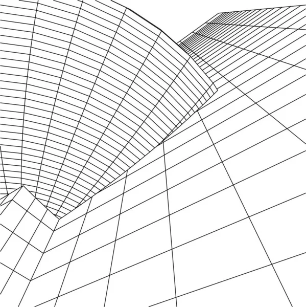 Abstrakta Teckningslinjer Arkitektonisk Konst Koncept Minimala Geometriska Former — Stock vektor