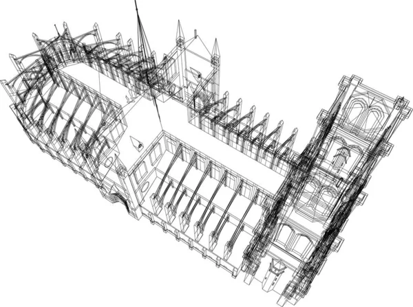 Lignes Dessin Abstraites Dans Concept Art Architectural Formes Géométriques Minimales — Image vectorielle