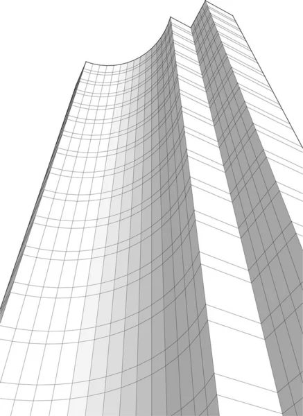 Abstrakte Zeichnungslinien Architektonischen Kunstkonzept Minimale Geometrische Formen — Stockvektor