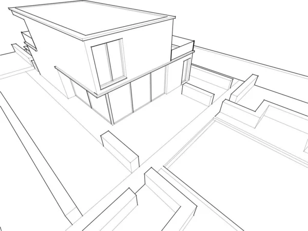 Líneas Abstractas Dibujo Concepto Arte Arquitectónico Formas Geométricas Mínimas — Archivo Imágenes Vectoriales