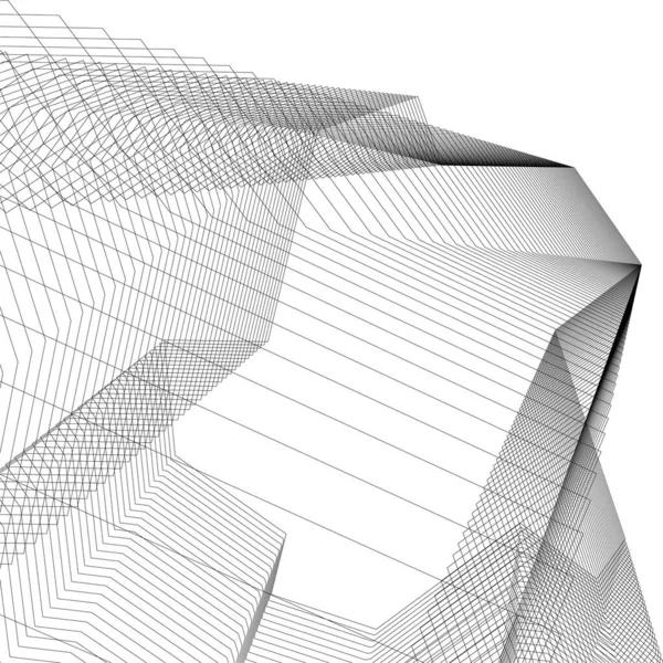 Abstrakcyjne Linie Rysunku Koncepcji Sztuki Architektonicznej Minimalne Kształty Geometryczne — Wektor stockowy