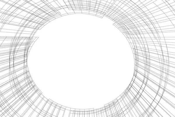 Elvont Rajzvonalak Építészeti Képzőművészetben Minimális Geometriai Formák — Stock Vector