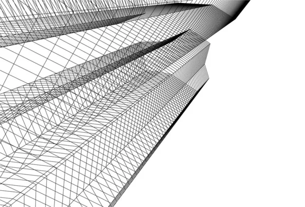 Líneas Abstractas Dibujo Concepto Arte Arquitectónico Formas Geométricas Mínimas — Vector de stock