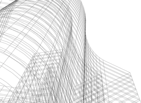 Abstracte Tekenlijnen Architectonisch Kunstconcept Minimale Geometrische Vormen — Stockvector