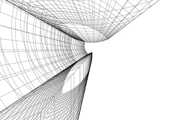 Abstracte Tekenlijnen Architectonisch Kunstconcept Minimale Geometrische Vormen — Stockvector