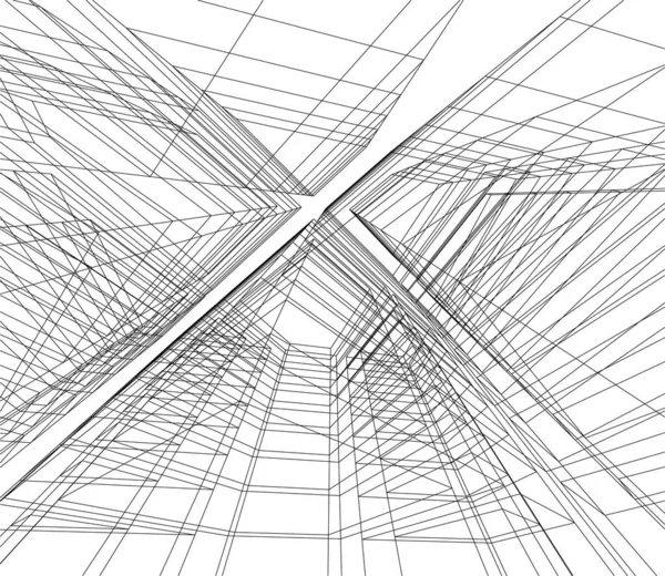 Abstrakcyjne Linie Rysunku Koncepcji Sztuki Architektonicznej Minimalne Kształty Geometryczne — Wektor stockowy