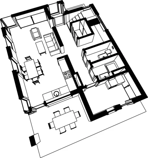 Abstracte Tekenlijnen Architectonisch Kunstconcept Minimale Geometrische Vormen — Stockvector