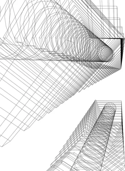 Linee Disegno Astratte Nel Concetto Arte Architettonica Forme Geometriche Minime — Vettoriale Stock