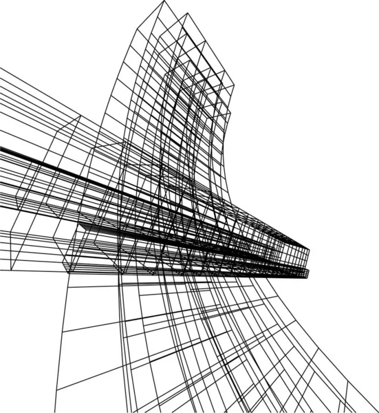 Linhas Abstratas Desenho Conceito Arte Arquitetônica Formas Geométricas Mínimas — Vetor de Stock