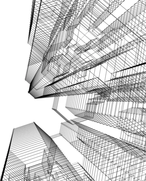 Abstrakta Teckningslinjer Arkitektonisk Konst Koncept Minimala Geometriska Former — Stock vektor