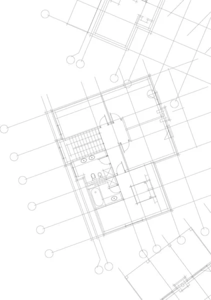 Linee Disegno Astratte Nel Concetto Arte Architettonica Forme Geometriche Minime — Vettoriale Stock