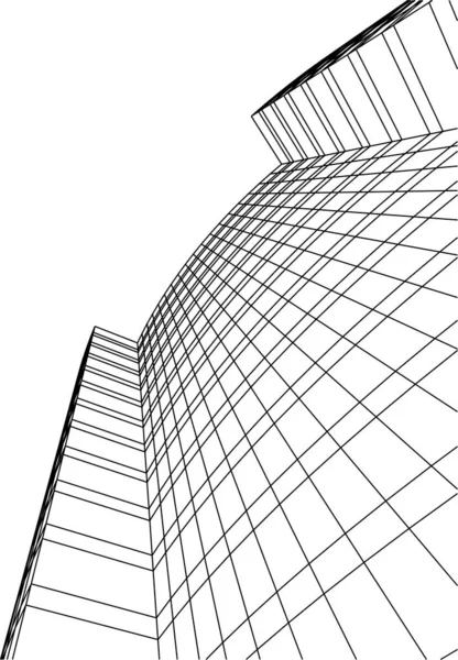 Linee Disegno Astratte Nel Concetto Arte Architettonica Forme Geometriche Minime — Vettoriale Stock