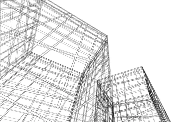 Lignes Dessin Abstraites Dans Concept Art Architectural Formes Géométriques Minimales — Image vectorielle