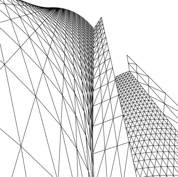 Líneas Abstractas Dibujo Concepto Arte Arquitectónico Formas Geométricas Mínimas — Archivo Imágenes Vectoriales