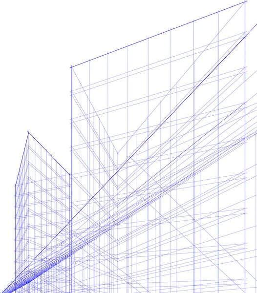 建筑艺术概念中的抽象绘图线 最小几何形状 — 图库矢量图片