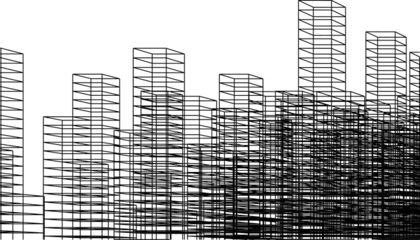 Abstrakcyjne Linie Rysunku Koncepcji Sztuki Architektonicznej Minimalne Kształty Geometryczne — Wektor stockowy