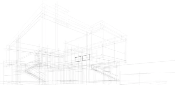 Abstracte Tekenlijnen Architectonisch Kunstconcept Minimale Geometrische Vormen — Stockvector