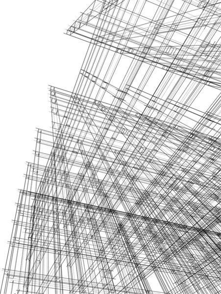 建筑艺术概念中的抽象绘图线 最小几何形状 — 图库矢量图片