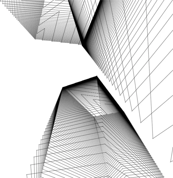 Abstracte Tekenlijnen Architectonisch Kunstconcept Minimale Geometrische Vormen — Stockvector