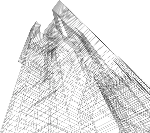 Linee Disegno Astratte Nel Concetto Arte Architettonica Forme Geometriche Minime — Vettoriale Stock