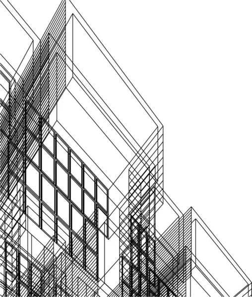 Abstracte Tekenlijnen Architectonisch Kunstconcept Minimale Geometrische Vormen — Stockvector