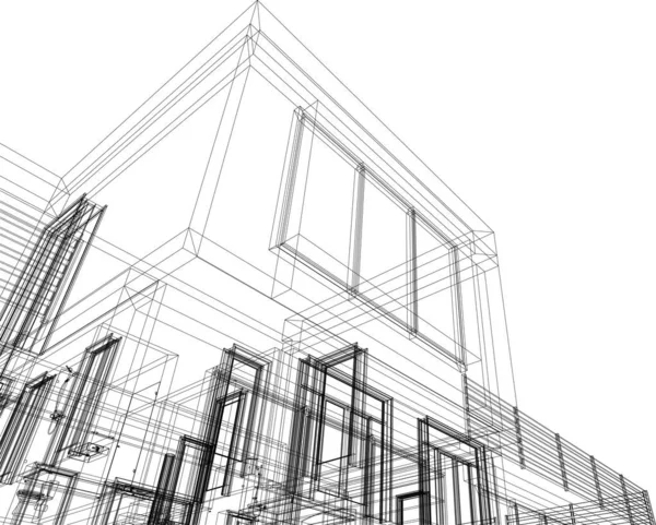 Abstrakta Teckningslinjer Arkitektonisk Konst Koncept Minimala Geometriska Former — Stock vektor