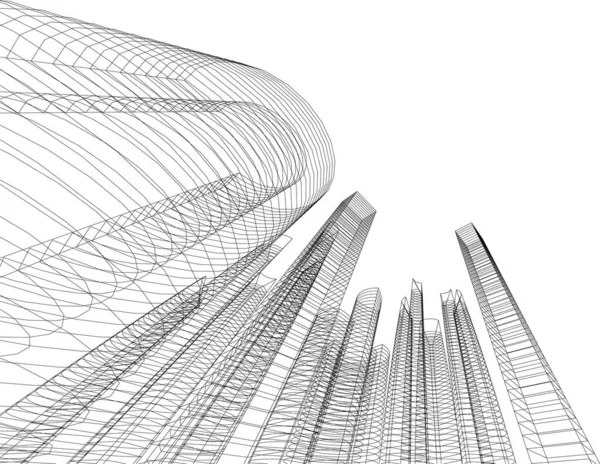 Linhas Abstratas Desenho Conceito Arte Arquitetônica Formas Geométricas Mínimas — Vetor de Stock