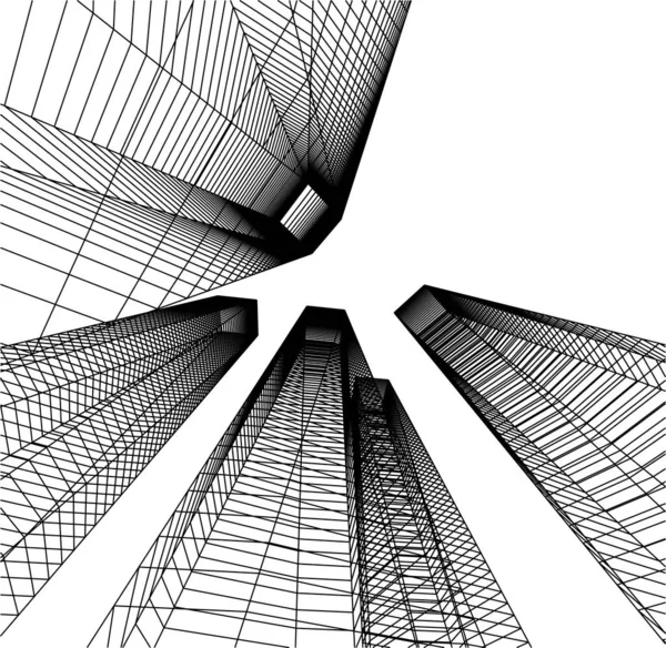 Linee Disegno Astratte Nel Concetto Arte Architettonica Forme Geometriche Minime — Vettoriale Stock