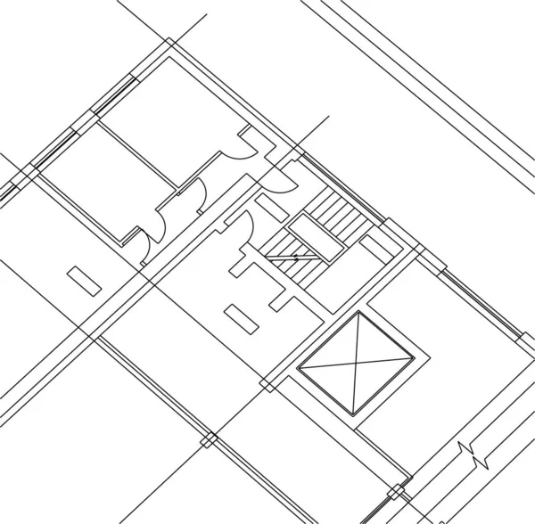 Abstrakte Zeichnungslinien Architektonischen Kunstkonzept Minimale Geometrische Formen — Stockvektor