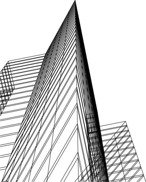 Lignes Dessin Abstraites Dans Concept Art Architectural Formes Géométriques Minimales — Image vectorielle