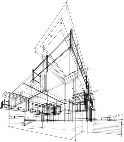 Linee Disegno Astratte Nel Concetto Arte Architettonica Forme Geometriche Minime — Vettoriale Stock