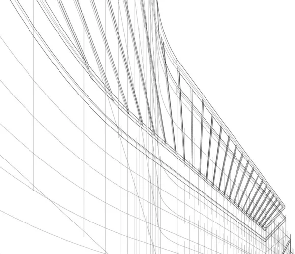 Linee Disegno Astratte Nel Concetto Arte Architettonica Forme Geometriche Minime — Vettoriale Stock