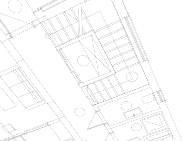 Linee Disegno Astratte Nel Concetto Arte Architettonica Forme Geometriche Minime — Vettoriale Stock