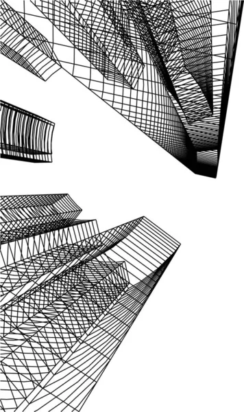 建筑艺术概念中的抽象绘图线 最小几何形状 — 图库矢量图片