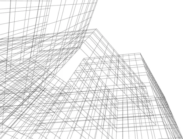 Abstrakta Teckningslinjer Arkitektonisk Konst Koncept Minimala Geometriska Former — Stock vektor