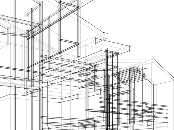 Linhas Abstratas Desenho Conceito Arte Arquitetônica Formas Geométricas Mínimas — Vetor de Stock