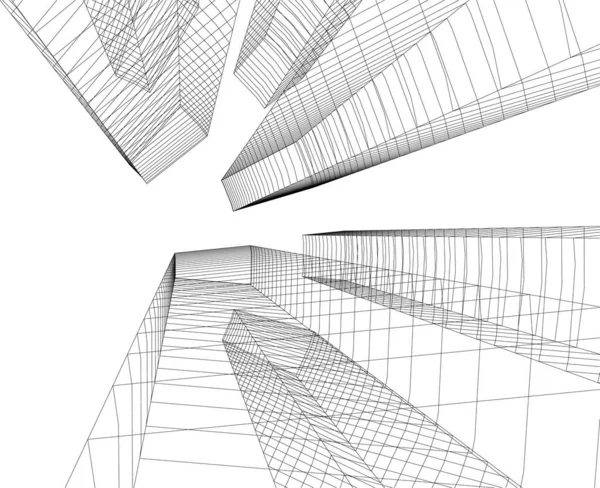 Abstrakta Teckningslinjer Arkitektonisk Konst Koncept Minimala Geometriska Former — Stock vektor