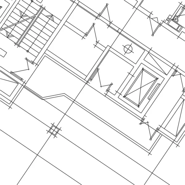 Abstrakta Teckningslinjer Arkitektonisk Konst Koncept Minimala Geometriska Former — Stock vektor