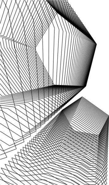 Abstrakta Teckningslinjer Arkitektonisk Konst Koncept Minimala Geometriska Former — Stock vektor