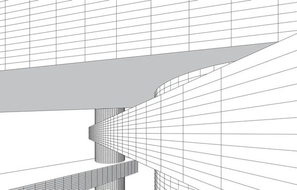 Líneas Abstractas Dibujo Concepto Arte Arquitectónico Formas Geométricas Mínimas — Vector de stock