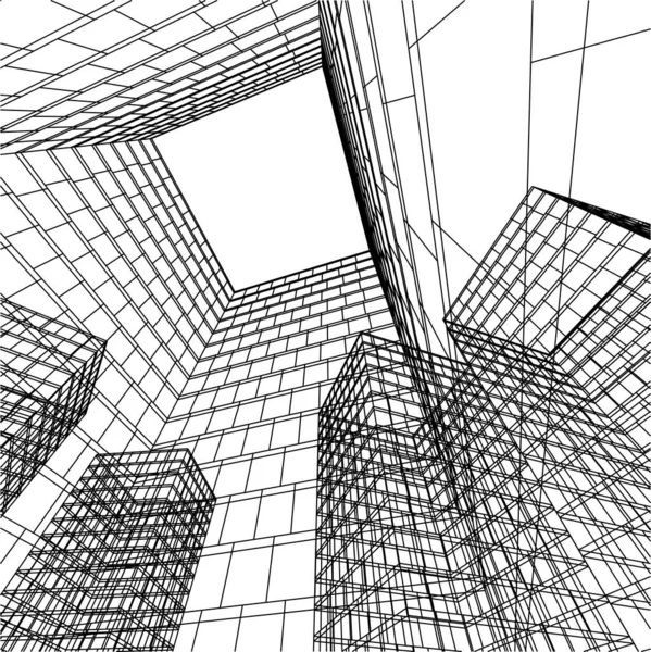 Abstrakte Zeichnungslinien Architektonischen Kunstkonzept Minimale Geometrische Formen — Stockvektor