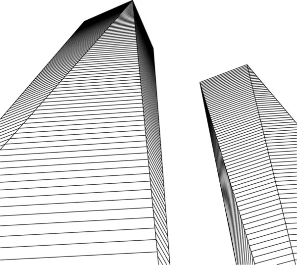 Abstrakte Zeichnungslinien Architektonischen Kunstkonzept Minimale Geometrische Formen — Stockvektor