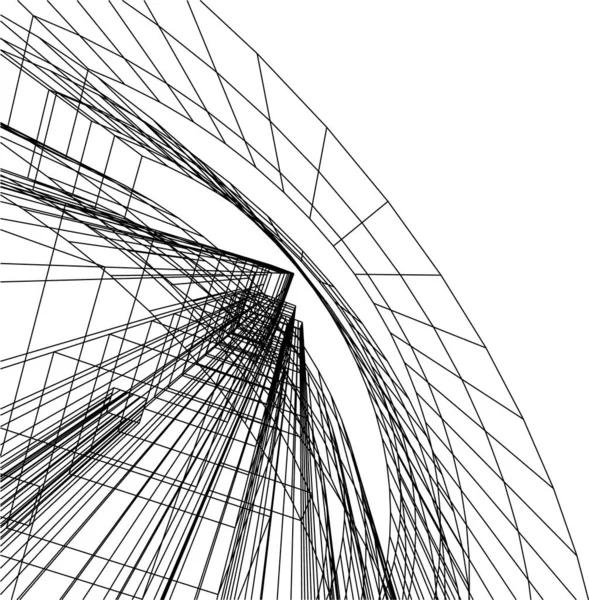 Abstrakta Teckningslinjer Arkitektonisk Konst Koncept Minimala Geometriska Former — Stock vektor