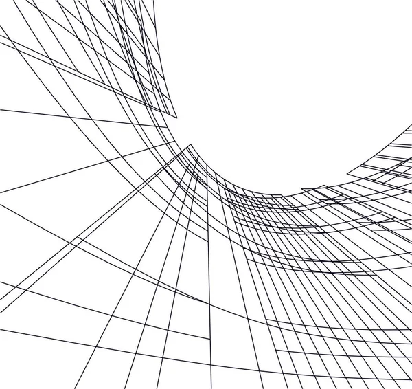 Abstracte Tekenlijnen Architectonisch Kunstconcept Minimale Geometrische Vormen — Stockvector