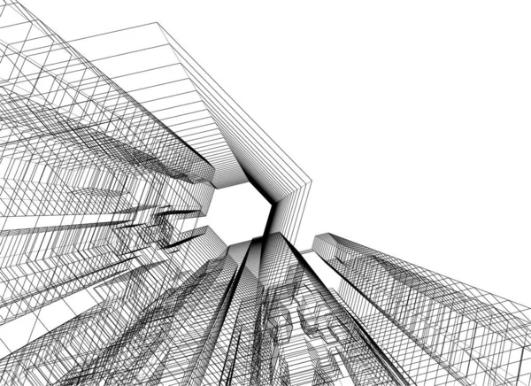 Abstrakcyjne Linie Rysunku Koncepcji Sztuki Architektonicznej Minimalne Kształty Geometryczne — Wektor stockowy