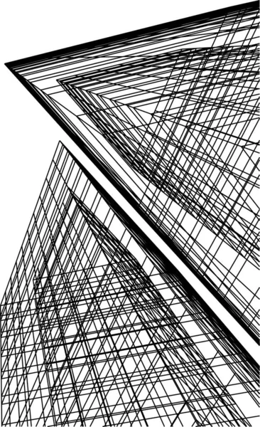 Líneas Abstractas Dibujo Concepto Arte Arquitectónico Formas Geométricas Mínimas — Vector de stock