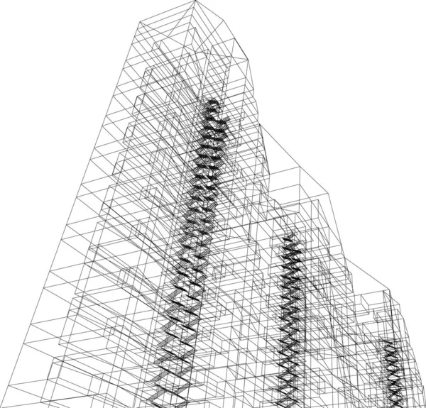 Elvont Rajzvonalak Építészeti Képzőművészetben Minimális Geometriai Formák — Stock Vector