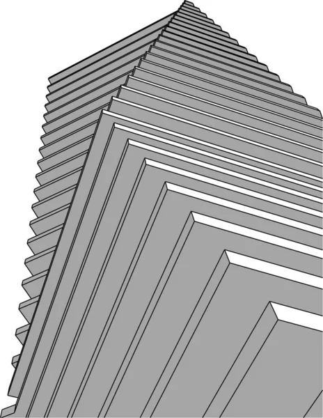 Abstrakcyjne Linie Rysunku Koncepcji Sztuki Architektonicznej Minimalne Kształty Geometryczne — Wektor stockowy